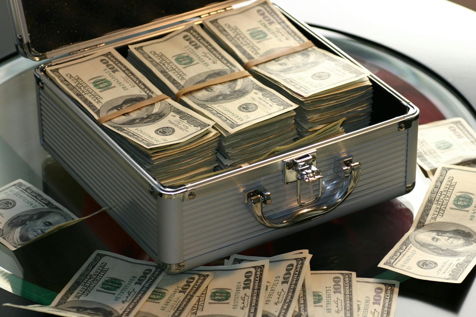 A suitcase filled with money